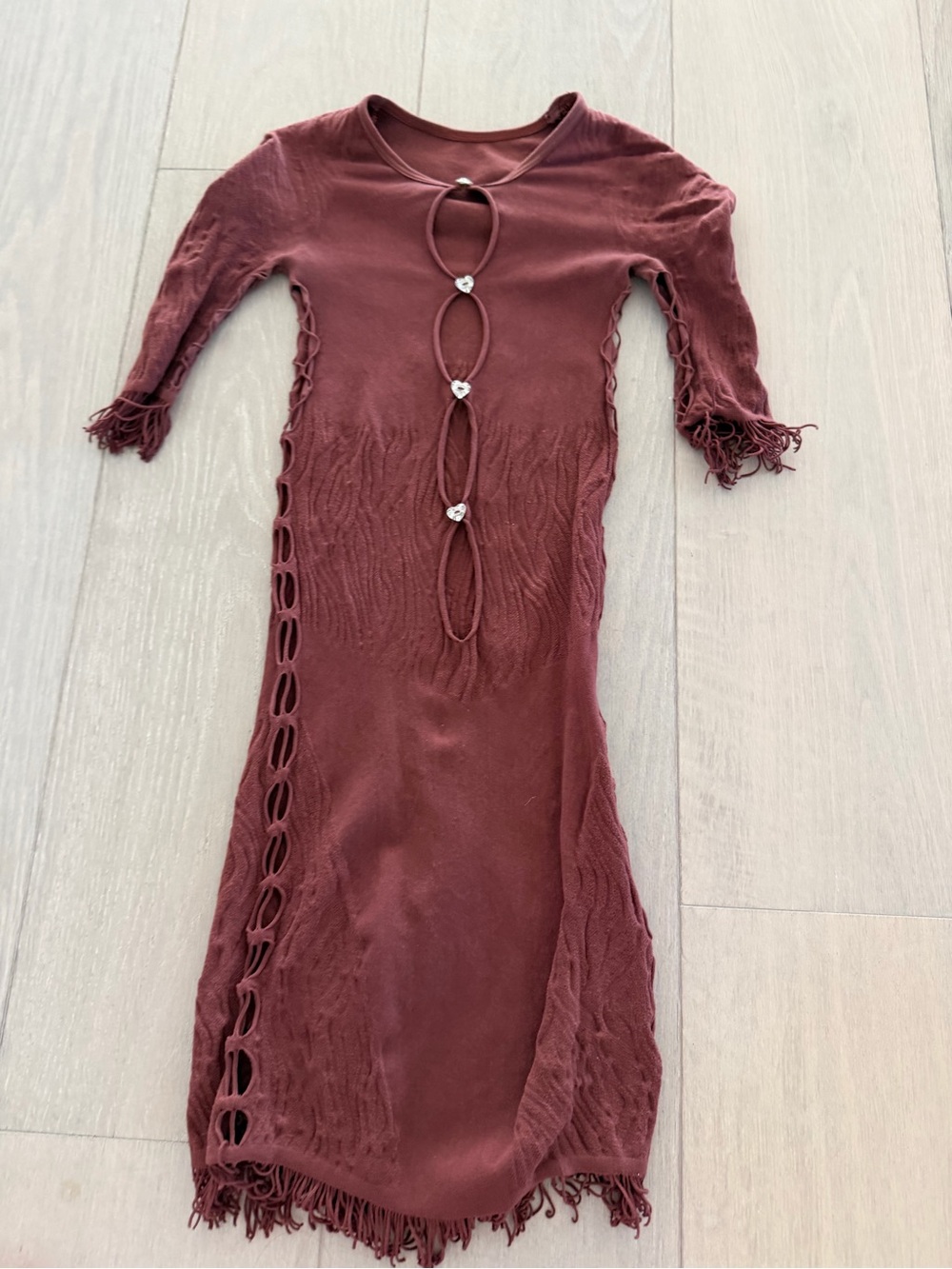 POSTER GIRL Brown Long Sleeve Cutout Midi Dress